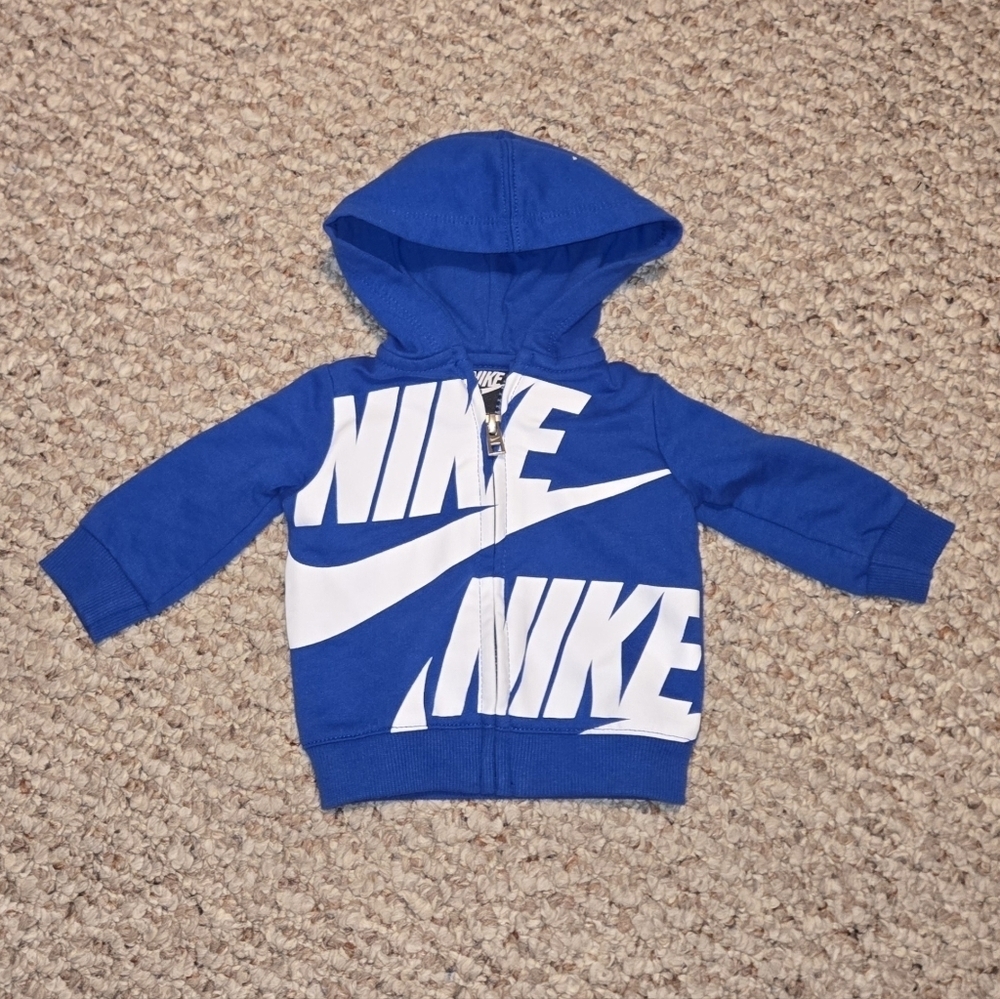 Nike Baby Boy's Blue White Full Zip Hoodie Sweatshirt Jacket Size Newborn